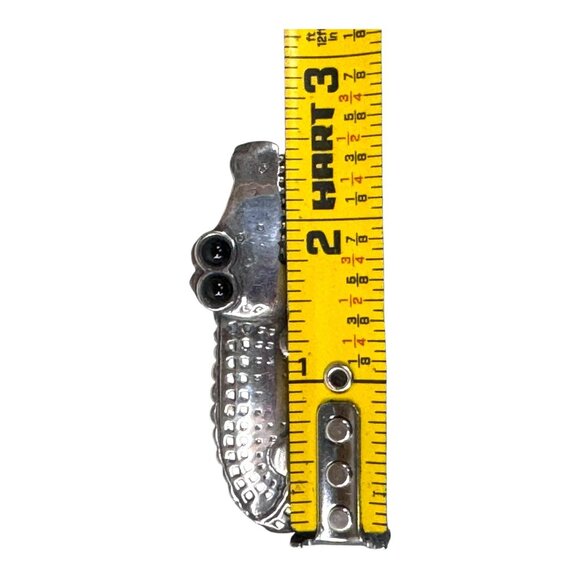 Sterling Silver Alligator Brooch Black Onyx Eyes UF Gators University FL Gift - Picture 4 of 5